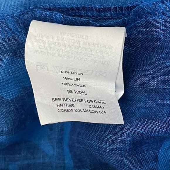 J. Crew Linen Patio Cropped Pant in Palm Blue Size 2 - Picture 11 of 12